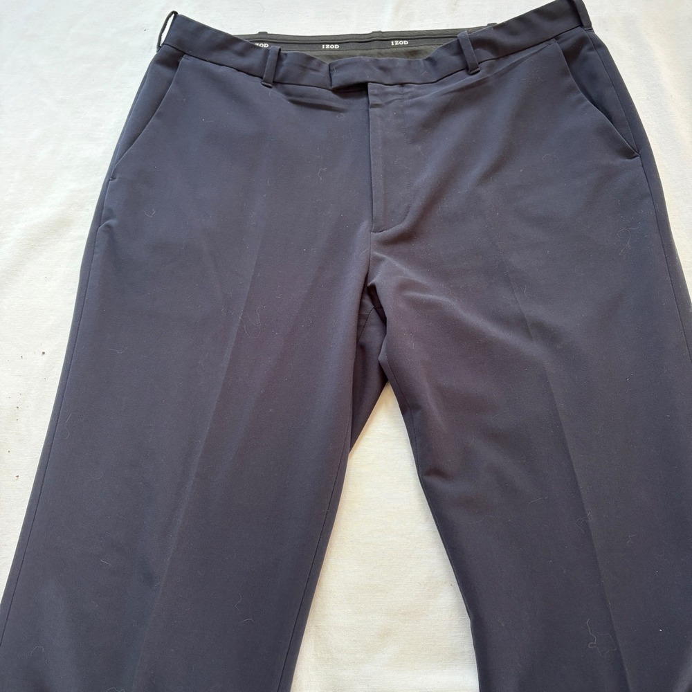 IZOD Mens Navy Blue Straight Leg Performance Stretch Dress Pants 36x32‎ 45CT103